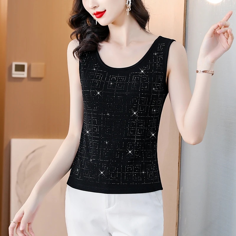 顯瘦燙鑽背心