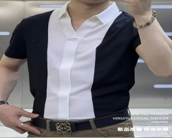簡約拼色襯衫