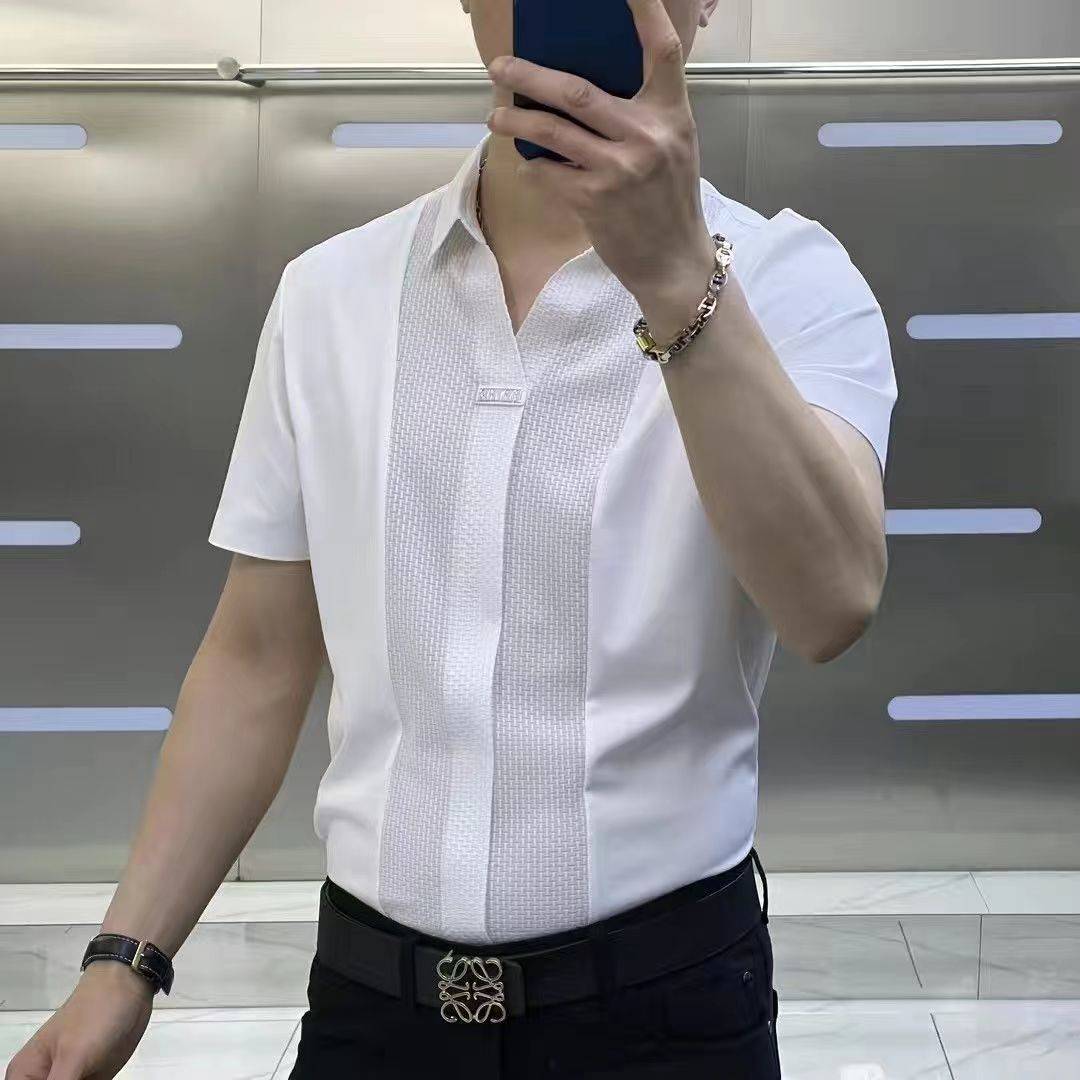 簡約拼色襯衫