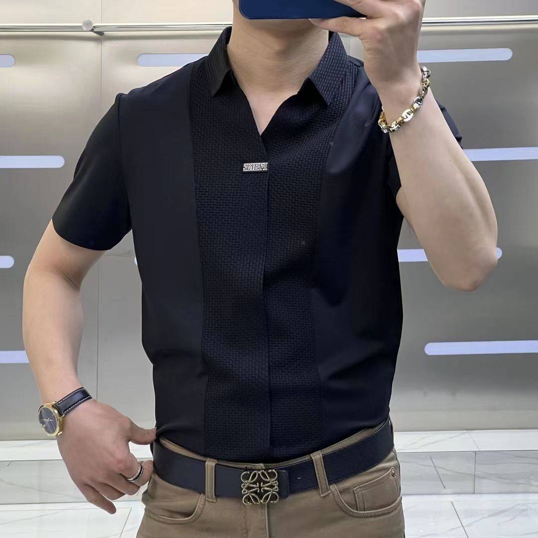 簡約拼色襯衫